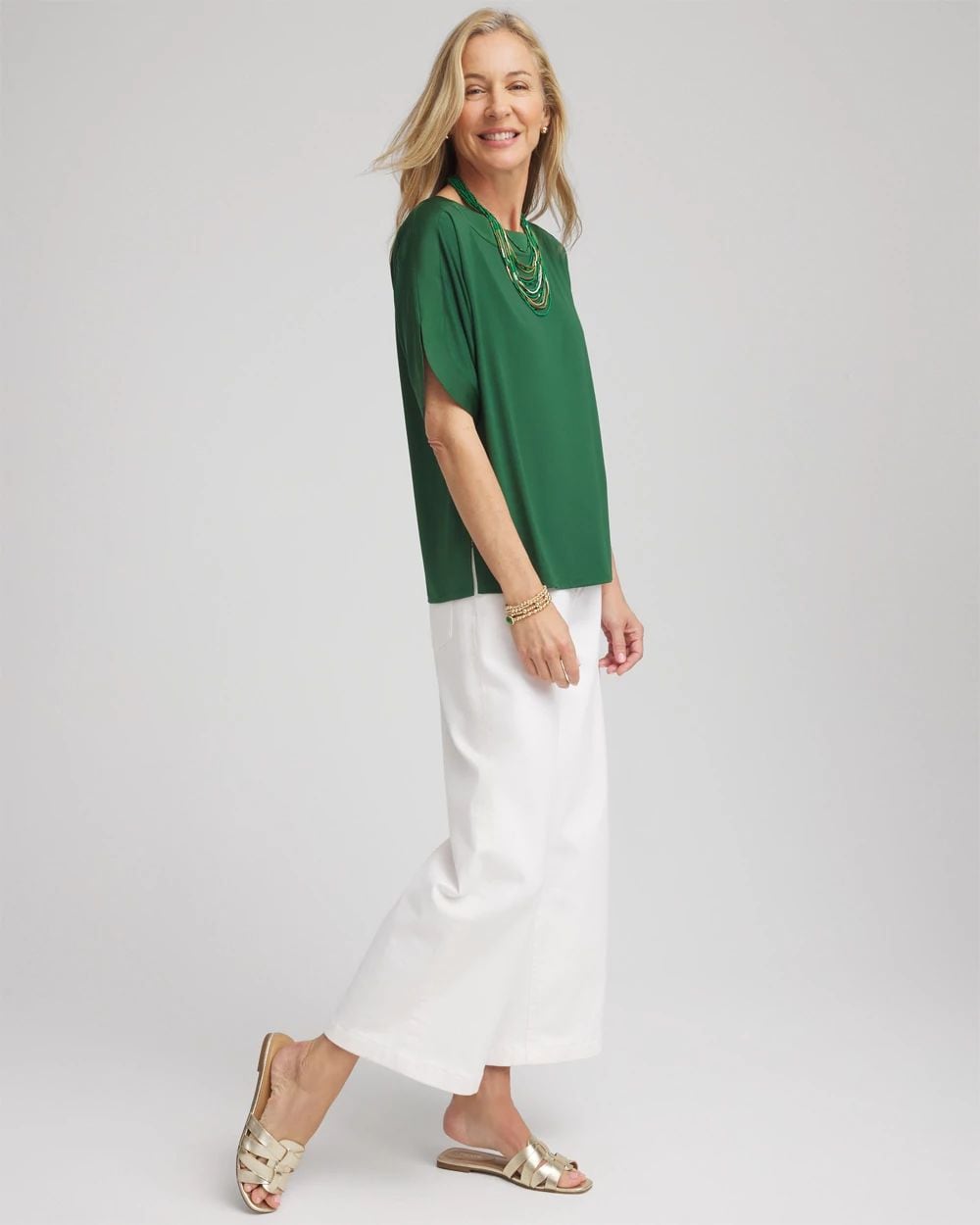 Jersey & Satin Dolman Tee | Chico's